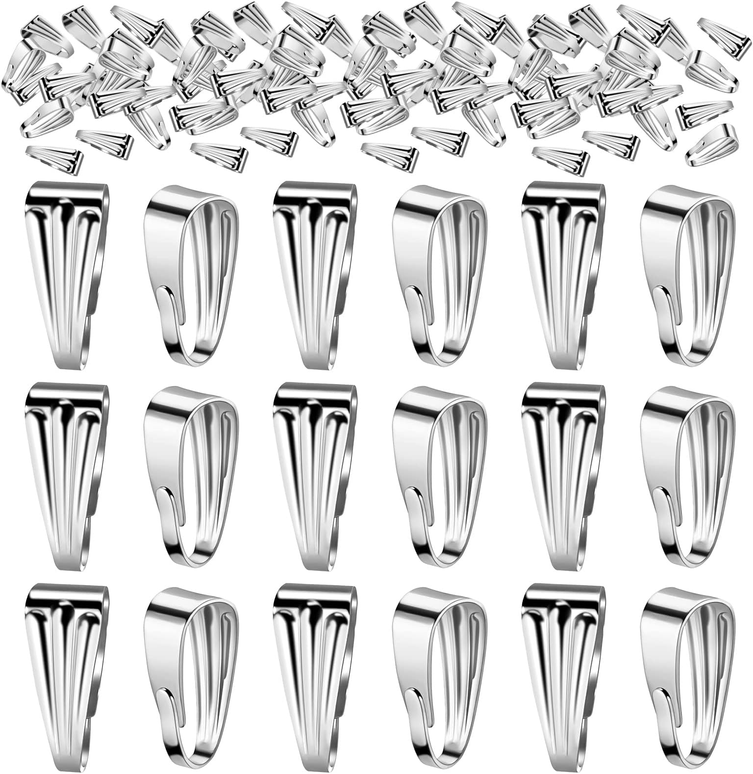 Prasacco 200 Pieces Necklace Clasps Pendant Clasps Snap on Pinch Clip Clasp Charm Clasp Metal Snap Bail Hook Chain Connector for Necklace Pendant Jewelry DIY Craft