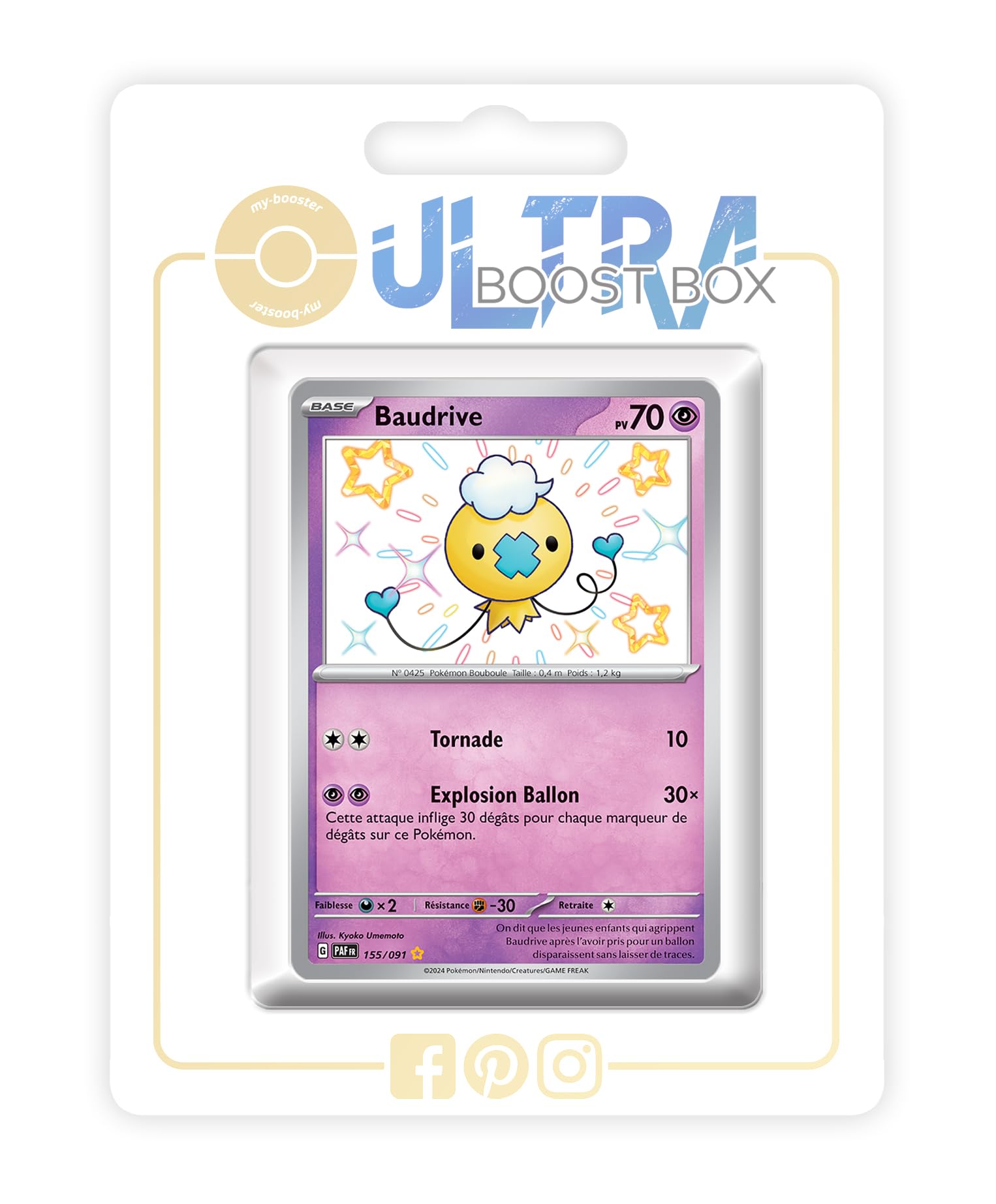 Baudrive (Drifloom) 155/091 Shiny - my-booster X Écarlate et Violet 4.5 - Destinées de Paldea Box of 10 Pokemon French Cards