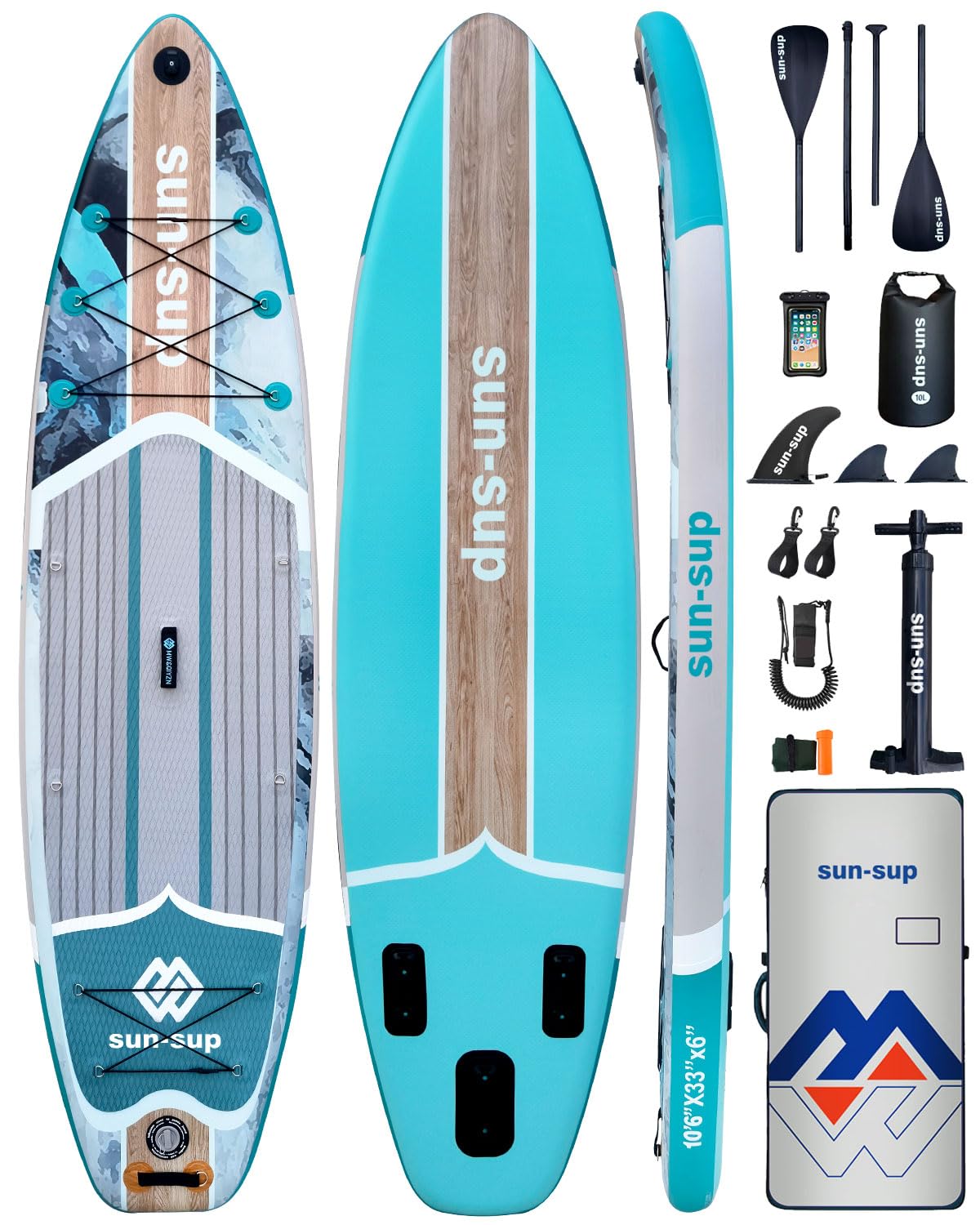 MW&QIYZN Inflatable Paddle Board for Adults, Inflatable Stand Up Paddle Boards with Premium SUP Board Accessories & Carry Bag, Wide Stance, Non-Slip Deck, Leash, Paddle
