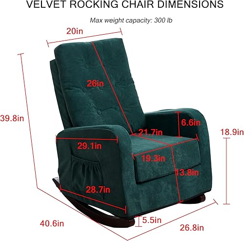 Miniatura 9 de Dolonm Mecedora moderna para guardería de bebé, tapizada, con respaldo alto, para sala de estar, dormitorio, oficina, lino beige