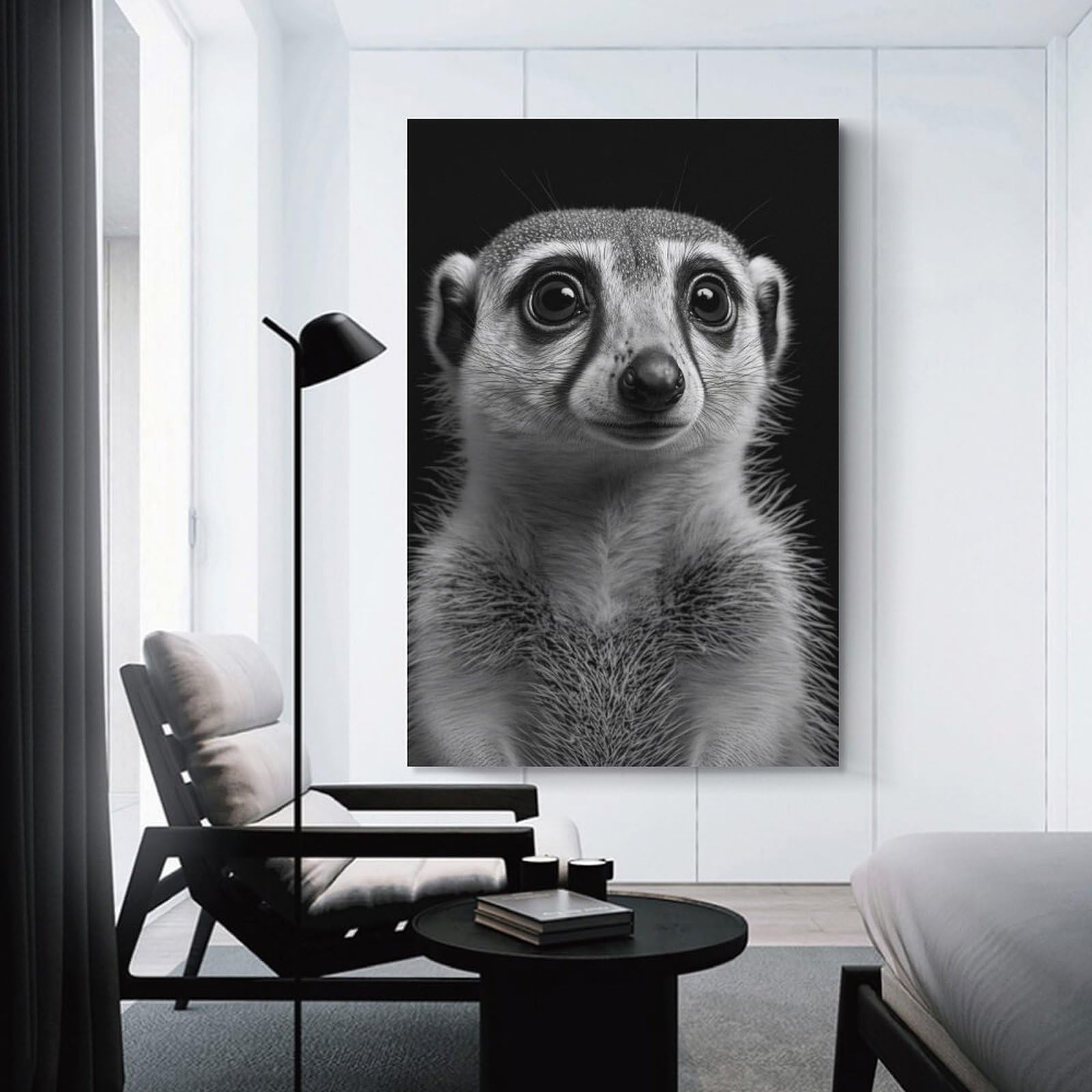 Junmoney Decorative Canvas Print Portrait of A Meerkat, 24x36inch(60x90cm), for Entrance Walls, Hall Decor Or Foyers, A Stylish Accent for Home Entrances