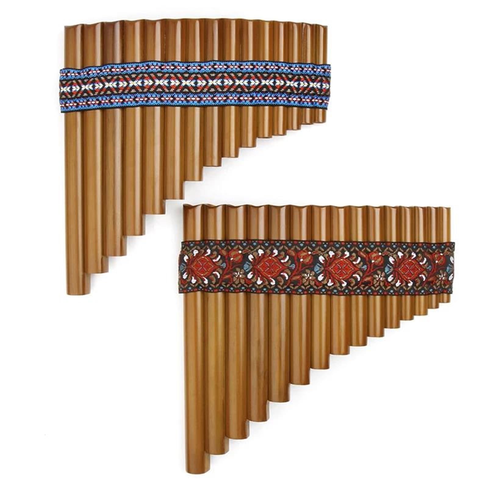Producción Artesanal Flauta De Pan De 15 Tubos Clave G Apariencia Hermosa(LEFT RED)
