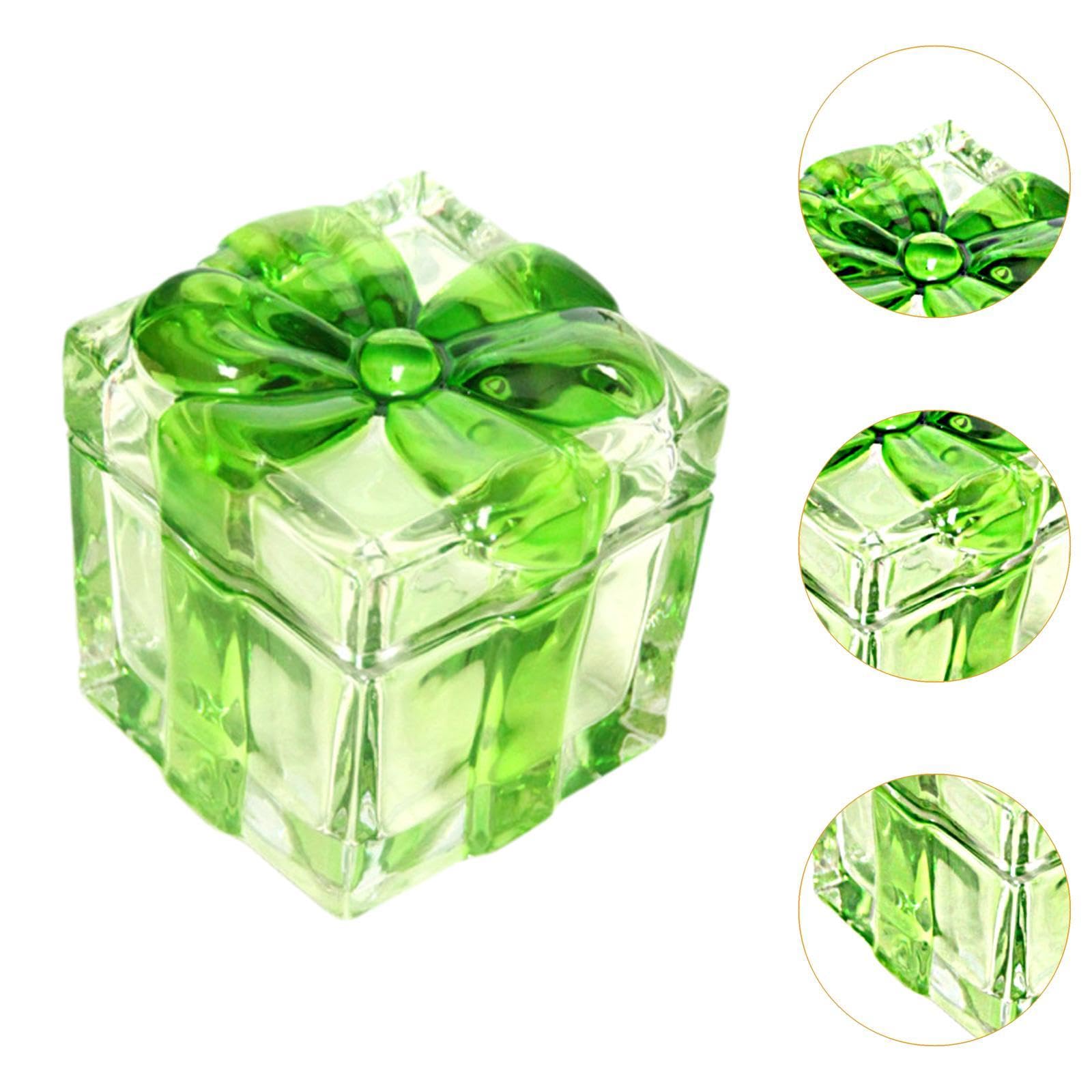 predolo Sucrier en Verre avec Couvercle Bonbonnière Boîte à Friandises Plateau de Rangement Design Élégant en Verre Adapté pour Salon Table Restaurant, Vert Petit
