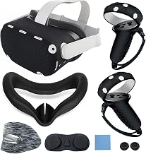 for Oculus Quest 2 Silicone Cover, Protective Cover Accessories for Meta VR, Multi Colors Soft Shell Skin, Controller Grips & Face Cover Set (Black)