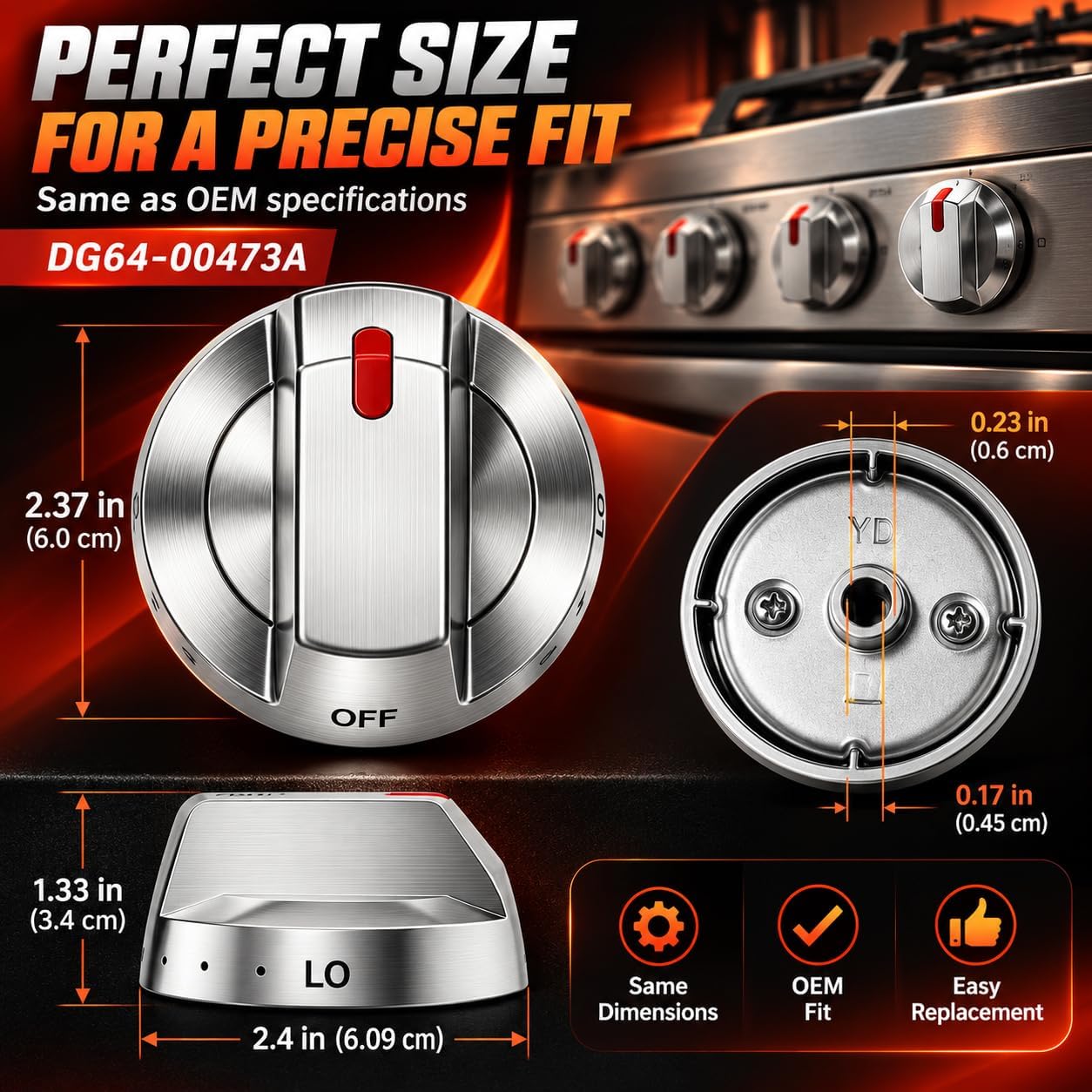 5Pcs Gas Stove Control Knob Compatible with Samsung – Replace DG64-00473A