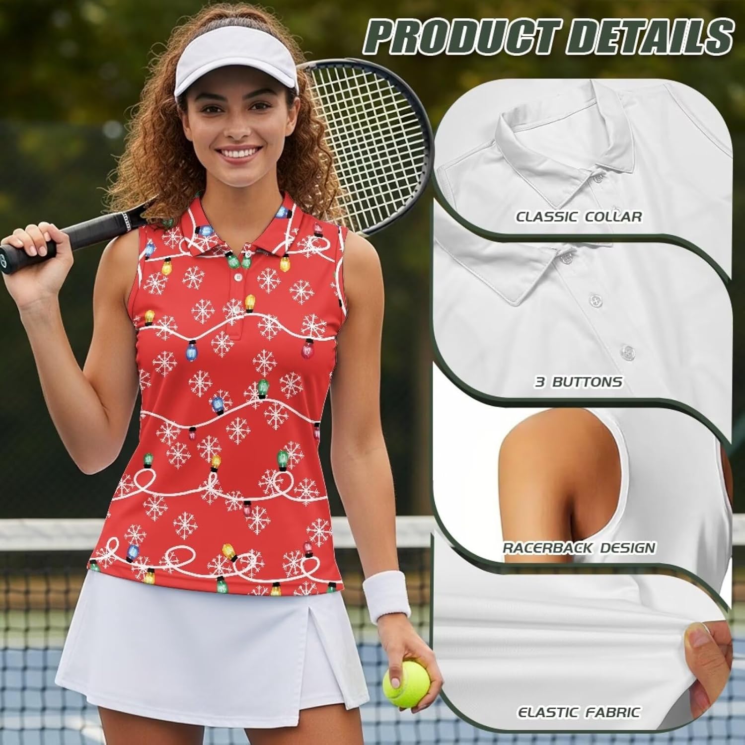 2025 Women's Golf Shirts Sleeveless Collared Athletic Tennis Shirt Lightweight Racerback Golf Clothes XS-2XL