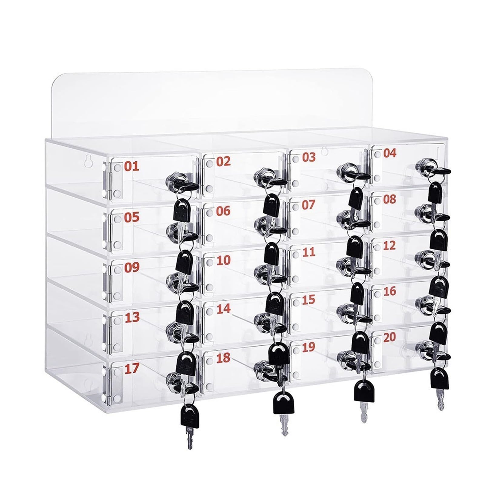 Conslika One Color Mobile Phone Storage Cabinet Safe Deposit Box Transparent With Numbered Lockers 12/15/20 Slots Lockable Suitable For Schools Factories Examination Halls Offices And Other Places(20 Slots)