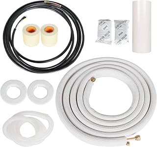 findmall 16FT Air Conditioning Copper Tubing Hose Extension 1/4" and 3/8" Twin Copper Hoses Insulated Copper Hoses Fit for Mini Split Air Conditioner