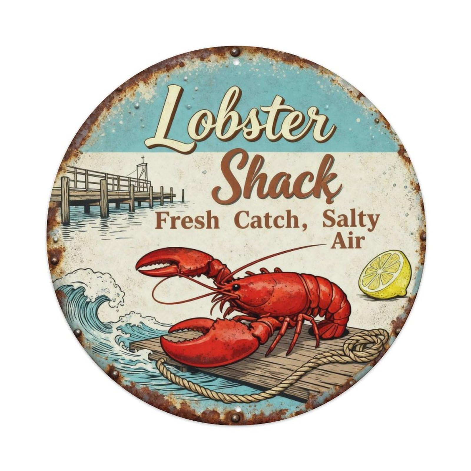 Lobster Shack Coastal Kitchen Decor Metal Tin Sign Plaque