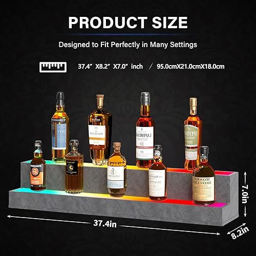 Vista 36 de Estante de exhibición de botellas de licor con luces LED, estantes de exhibición de barra de 24 pulgadas para botellas de licor con control remoto