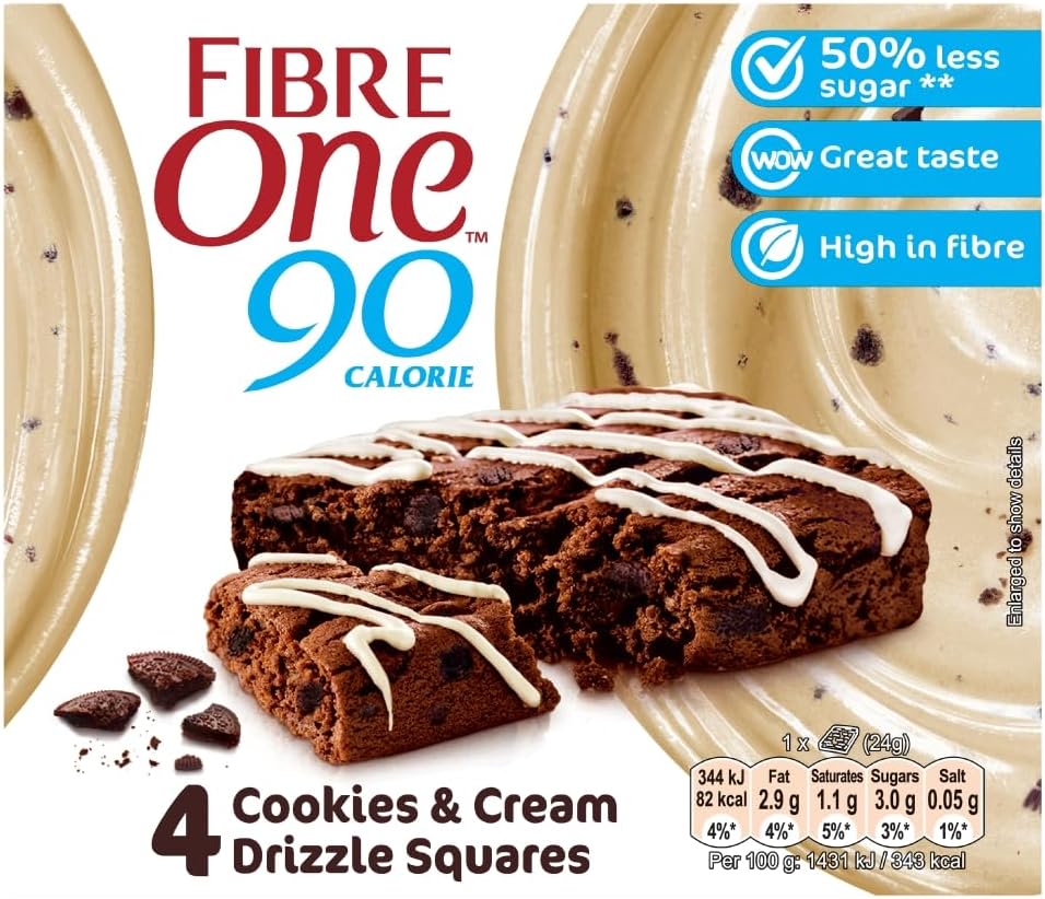 Fibre One Snack Bars Cookies & Cream Brownie 4 x 24g