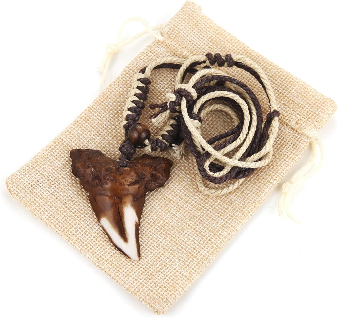 HZMAN Hawaiian Shark Teeth Resin Pendant - Adjustable Cord Surfer Necklace - Cool Surfer Hawaiian Beach Style Jewelry - Image 6