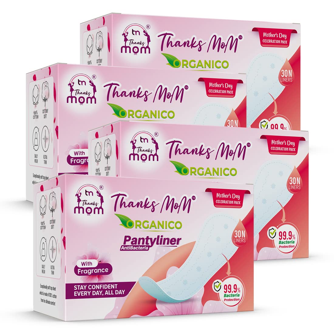 ORGANICO PANTY LINERS 30 LINERS BOX [COMBO OF 30X4=120LINERS]