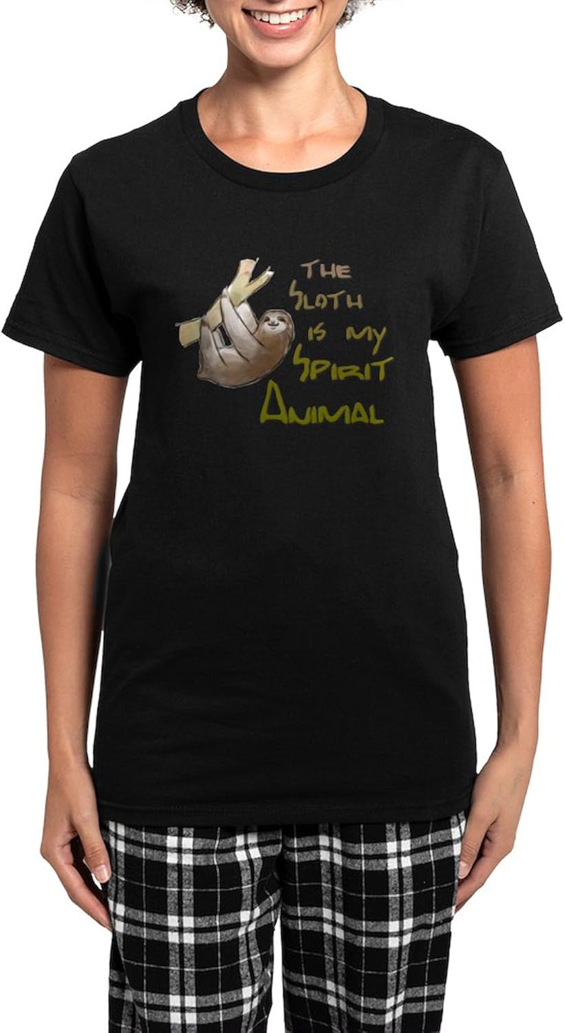 CafePress The Sloth Is My Spirit Anima Women's Dark Pajamas Womens Novelty PJ Sleepwear