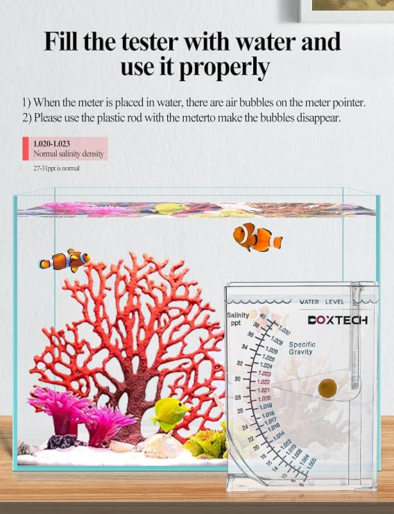 Boxtech Aquarium Hydrometer, Salinity Meter for Reef & Marine Tanks