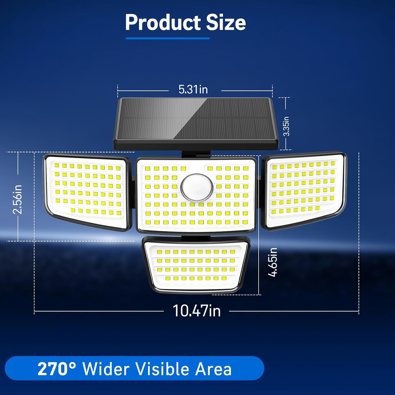 Adewalk 3000LM Solar Outdoor Lights - Upgraded 2Packs 4 Heads 188 LED Security Lights with Motion Sensor Lights, IP65 Waterproof 270° Wide Angle Flood Wall Lights for Home Darkroom Backyard