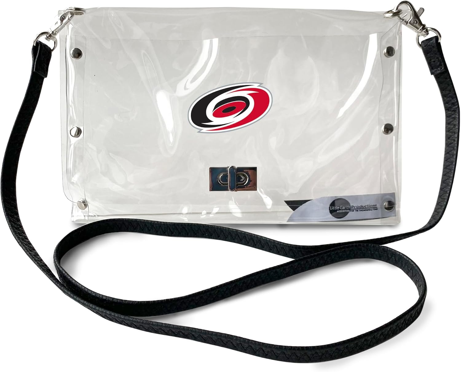 Littlearth NHL Colorado Avalanche Clear Envelope Purse with Black Fashion Strap, Team Color, 10" x 6.5" x 0.5"