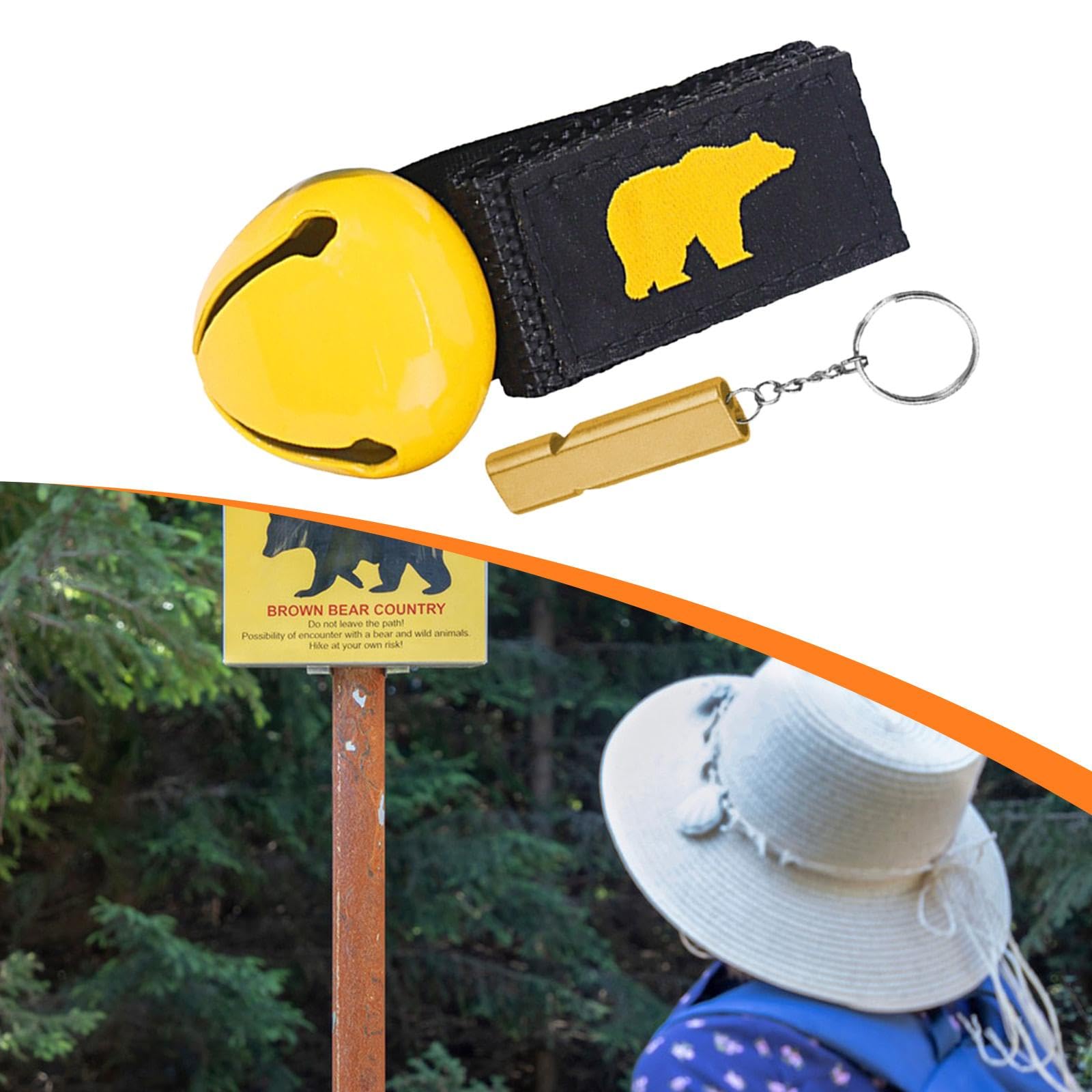 Cloche et sifflet Anti-Ours bruyants, Clochette de Survie Anti-Ours, dispositifs de Dissuasion, pour Les urgences, Le vélo, la pêche et Le Camping, Jaune