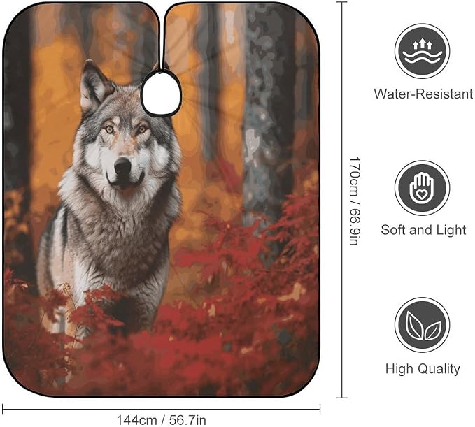Capa para Corte de Cabello con Diseño de Lobo para Hombre y Mujer miniatura 2