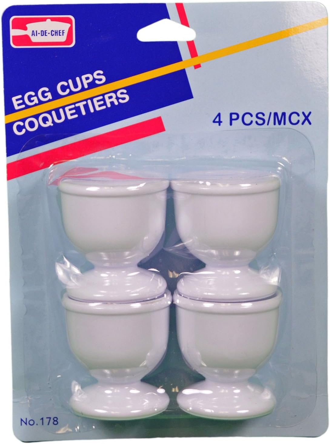 Lot of 4 White Plastic Egg Cups Cook Hard Soft Boiled by Egg Poachers