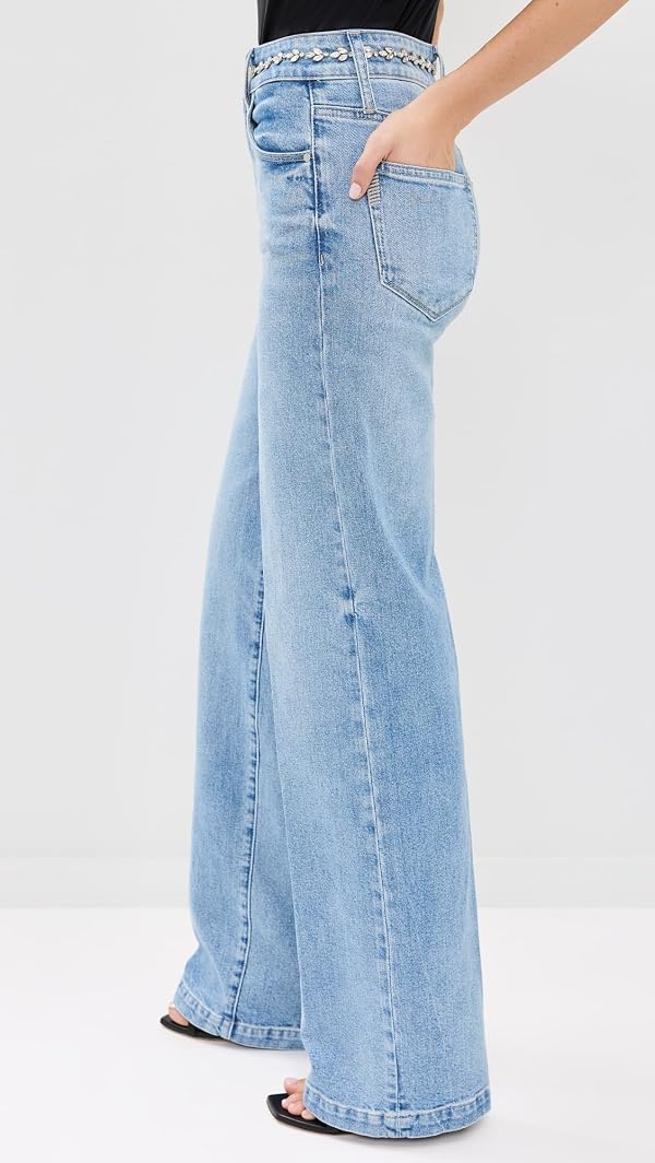 PAIGE Women's Sasha Wide Leg Jeans, Sonali Embellished, 24 by PAIGE - Image 4