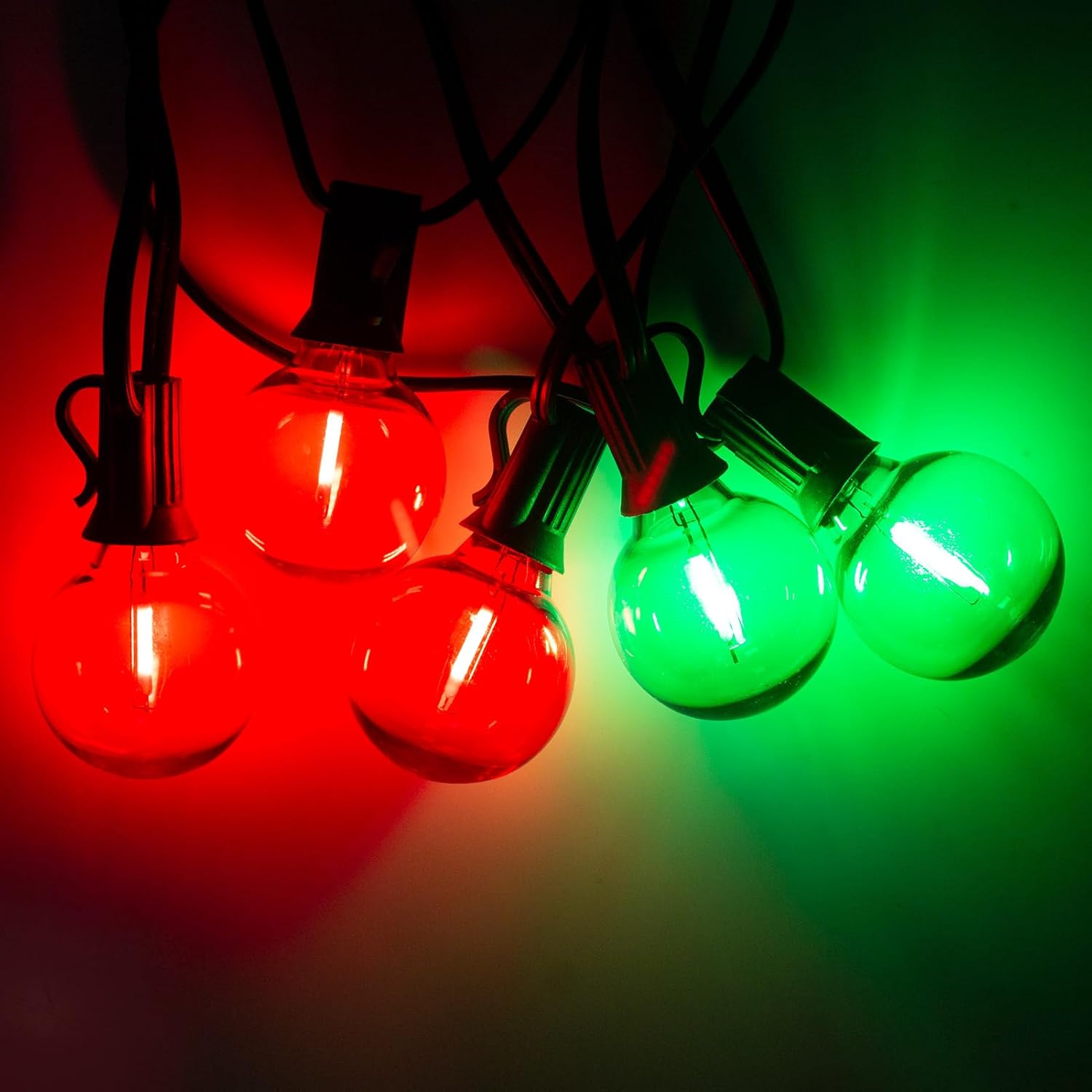 Red Green G40 Replacement Light Bulbs for Christmas Lights, 1 Watt Shatterproof 1.57 Inches LED Globe Light Bulbs for Indoor Outdoor String Lights, E12/C7 Candelabra Base,25Pack