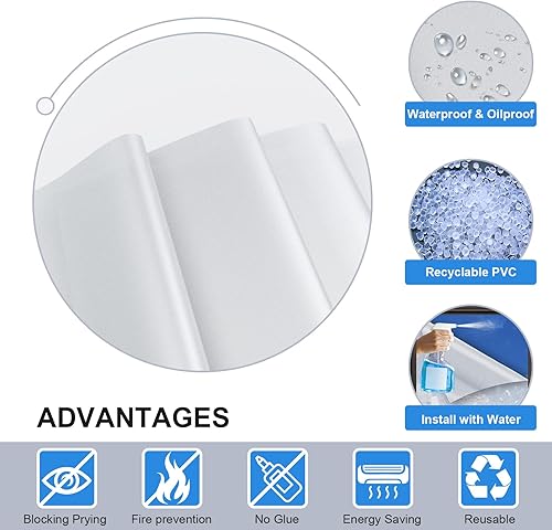 Miniatura 7 de Película de privacidad para ventana película de vidrio esmerilado con bloqueo solar película de vidrio extraíble estática no adhesiva vinilo opaco