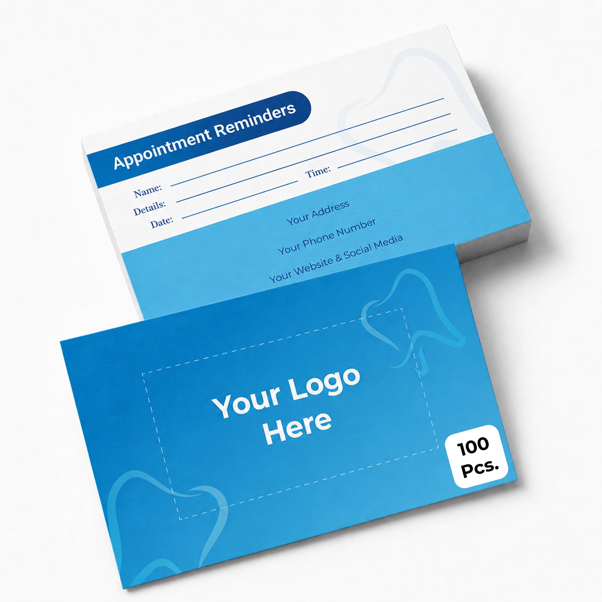 Personalised Appointment Cards for Dental Practices, Add Logo, Design or Text, 100 Pack, 324 GSM, 85 x 55 mm, Double-Sided Printing, Appointment Reminder Cards for Local Businesses and Shops — image 1