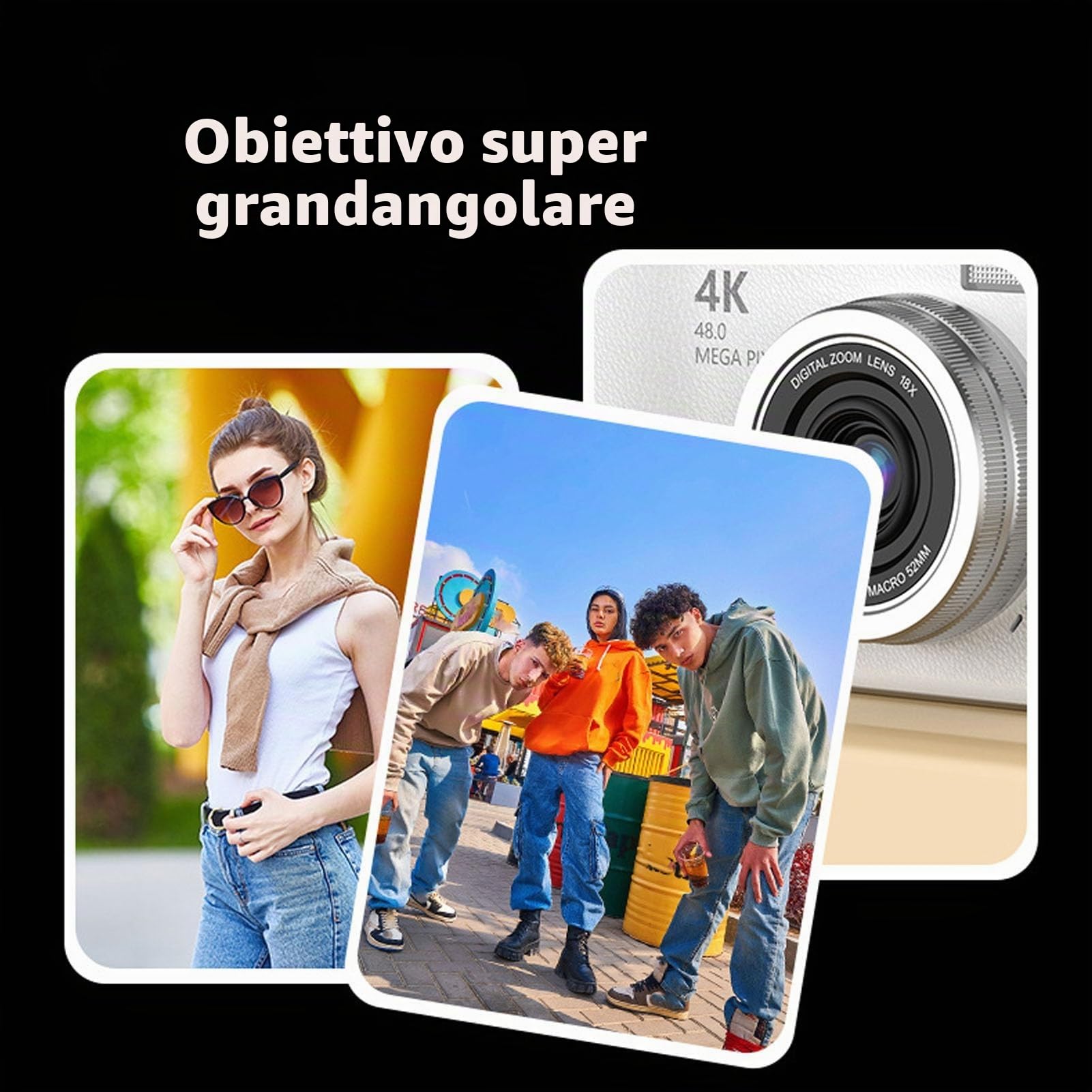 Fotocamera Digitale, Fotocamera Digital Point & Shoot Digital Point e Shoot HD 1080p con Schermo di Ribaltamento HD da 2,4 Pollici, Luce di Riempimento a LED Integrato, Zoom