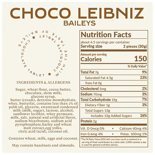 Miniatura 5 de Bahlsen Galletas Choco Leibniz con sabor a crema irlandesa Baileys (12 cajas) - Galletas de mantequilla Leibniz cubiertas con una gruesa capa de