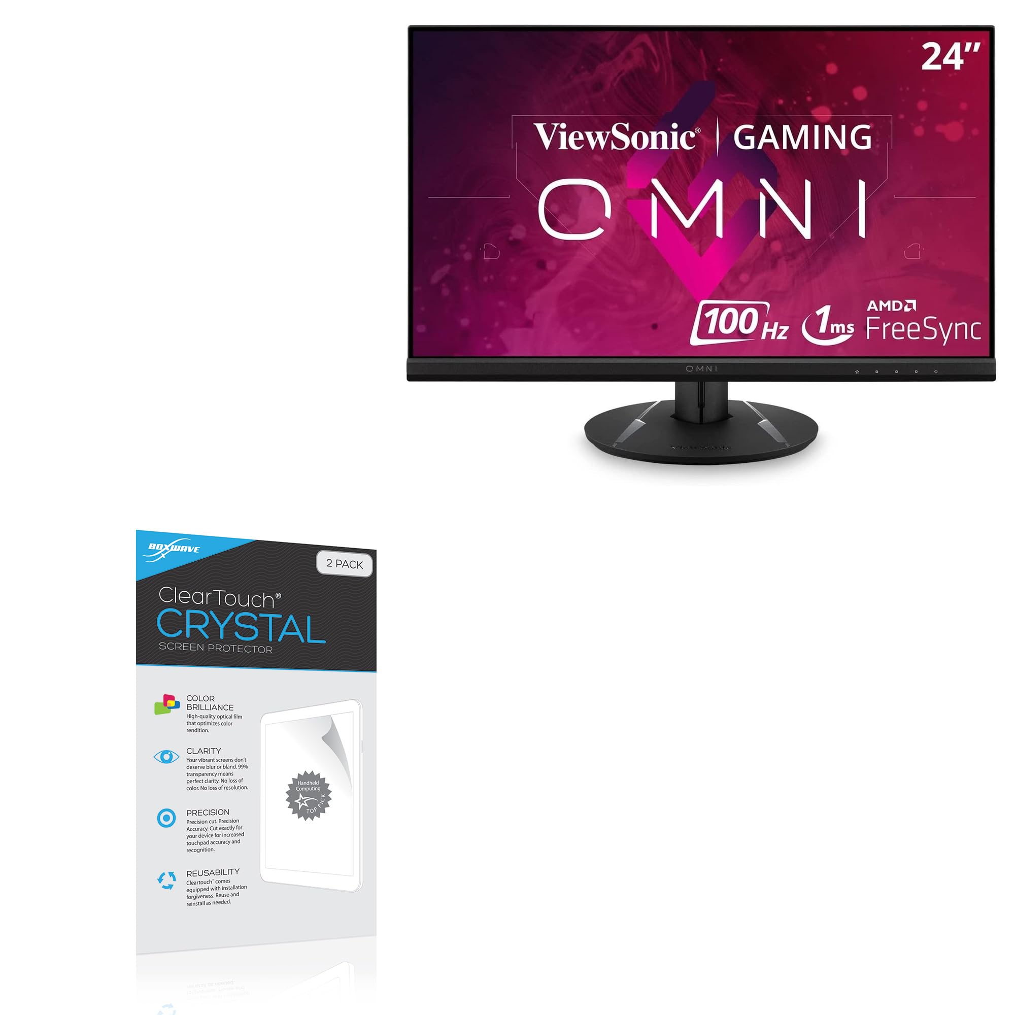 BoxWave Screen Protector Compatible With Viewsonic OMNI VX2416 (24 in) - ClearTouch Crystal (2-Pack), HD Film Skin - Shields From Scratches