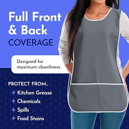 Miniatura 4 de SULTAN'S LINENS Cobbler - Delantal de limpieza unisex de doble cara con bolsillos, individual, Rosa encendido