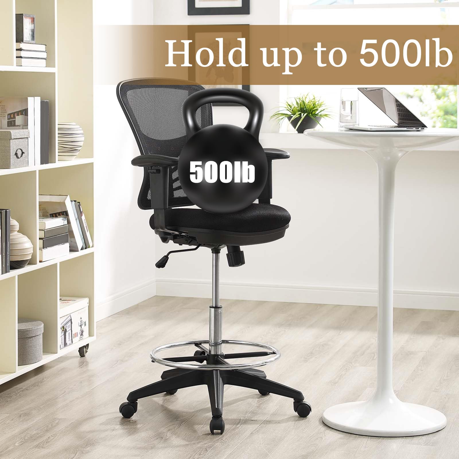 YAYODS Pièces de rechange pour chaise de bureau, 226,8 kg, mécanisme de contrôle d'inclinaison pivotant, trous de montage de 15,9 x 25,9 cm, base pivotante inclinable, noir