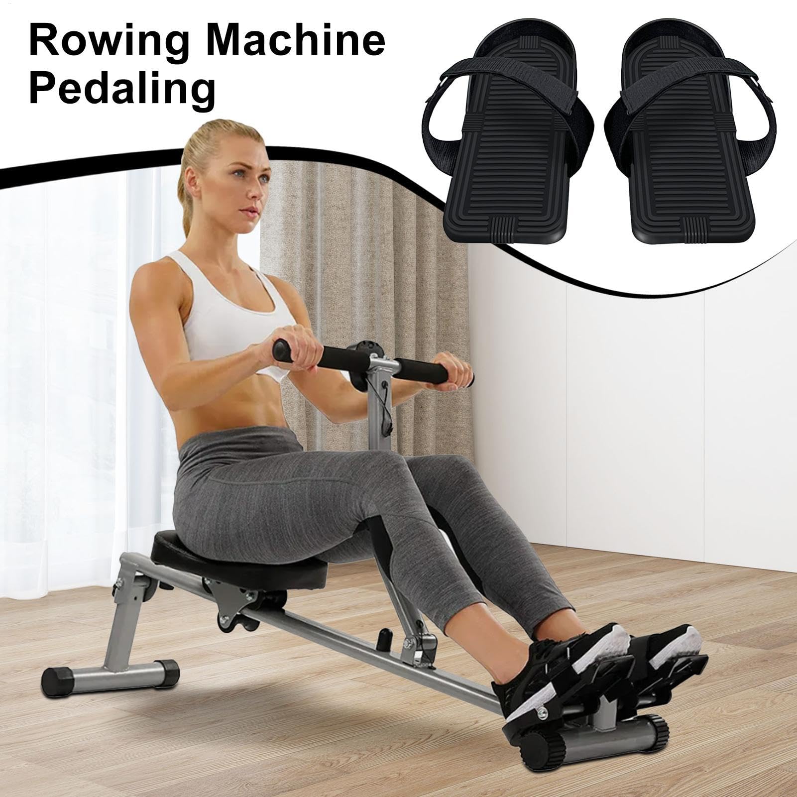 Rowing Machine Pedals, Elliptical Foot Footrests, Adjustable Replacement Parts, Practical Leg Training Steppers, (0.55 Inches), Ideal for Fitness Machines