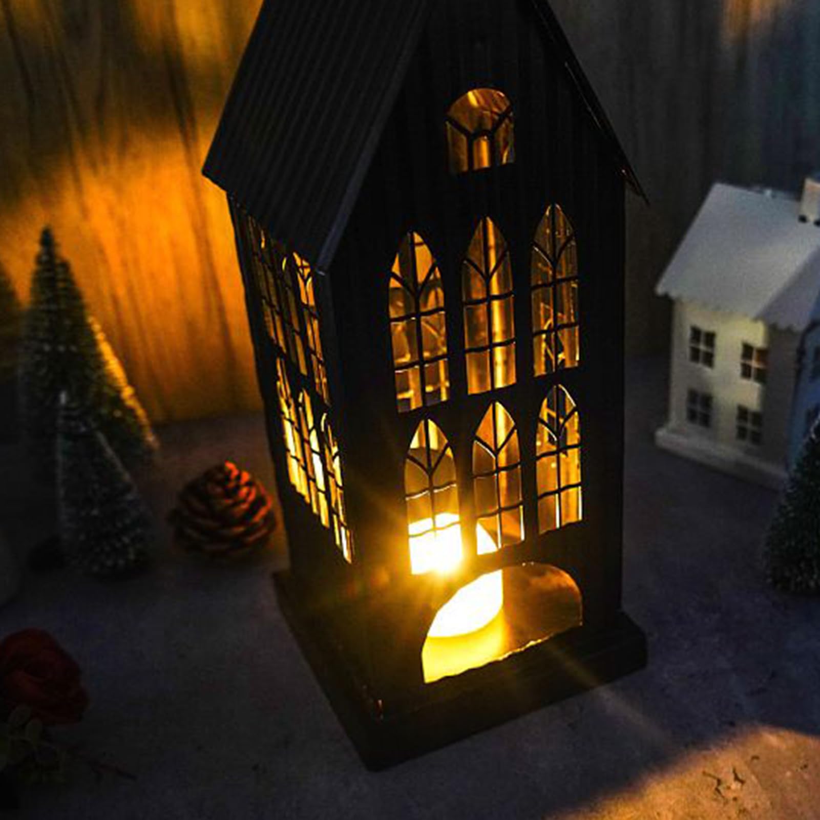 Świąteczny Świecznik Na Świeczki Tealight - Metalowa Wydrążona Dekoracja | Centralna Na Stół,Rustykalny Świece Wotywne | Dla Właścicieli Domów Mieszkanie Jadalnia Sypialnia Gabinet Ganek Toale