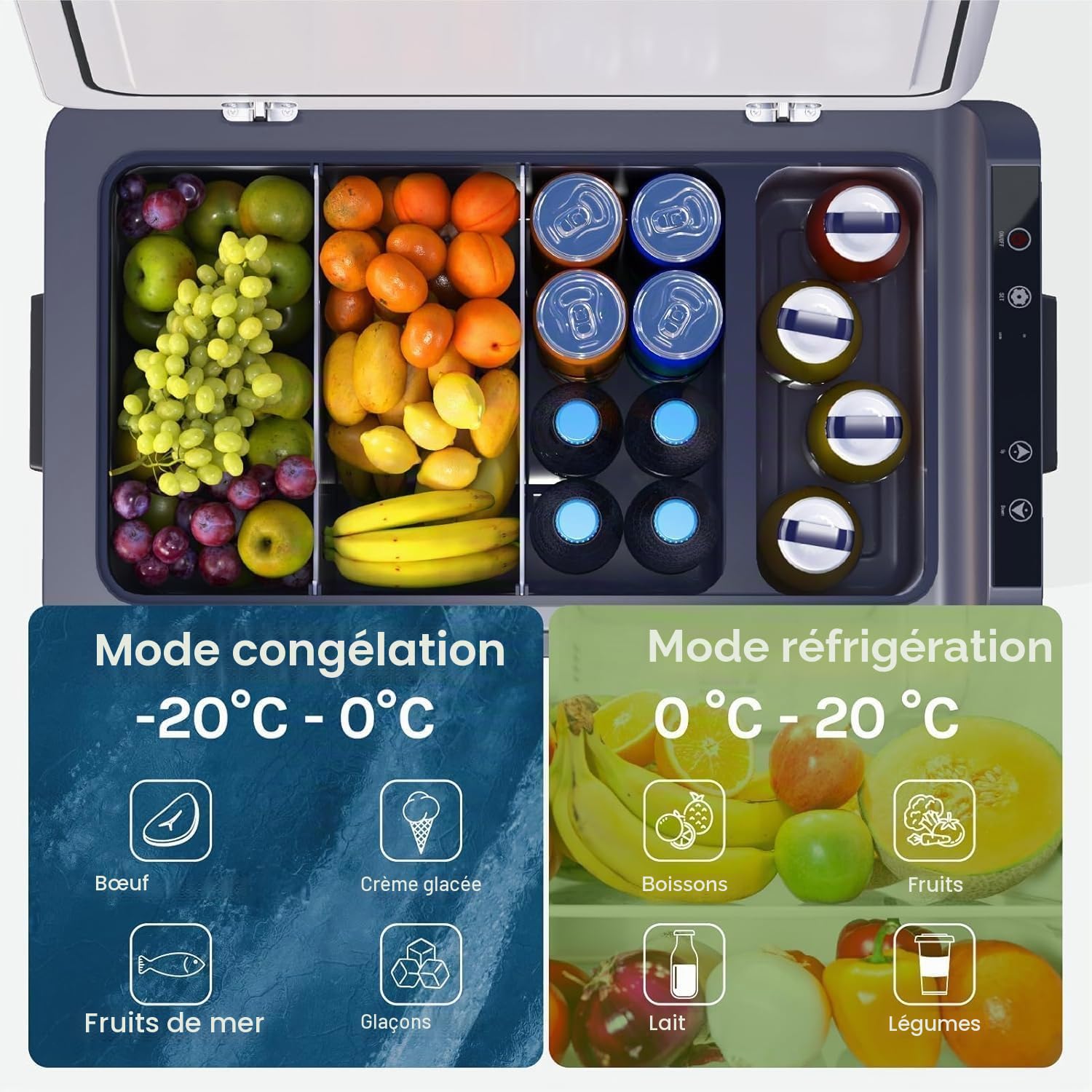 WOLTU Mini Frigo de Voiture 12/24V, Petit Réfrigérateur à compresseur Portable Froid Glacière Électrique 30L pour Boisson, Congélateur Camping pour Chambre