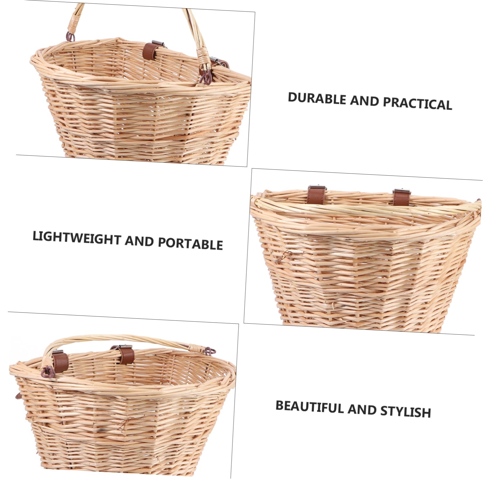 Toyvian Cesta de Bicicleta Cesta de Picnic de Mimbre Cesta Cesta Delantera Tejido canastas de Mimbre Cesta de Mimbre con asa Canasta de ratán Cesta de De Madera Marrón