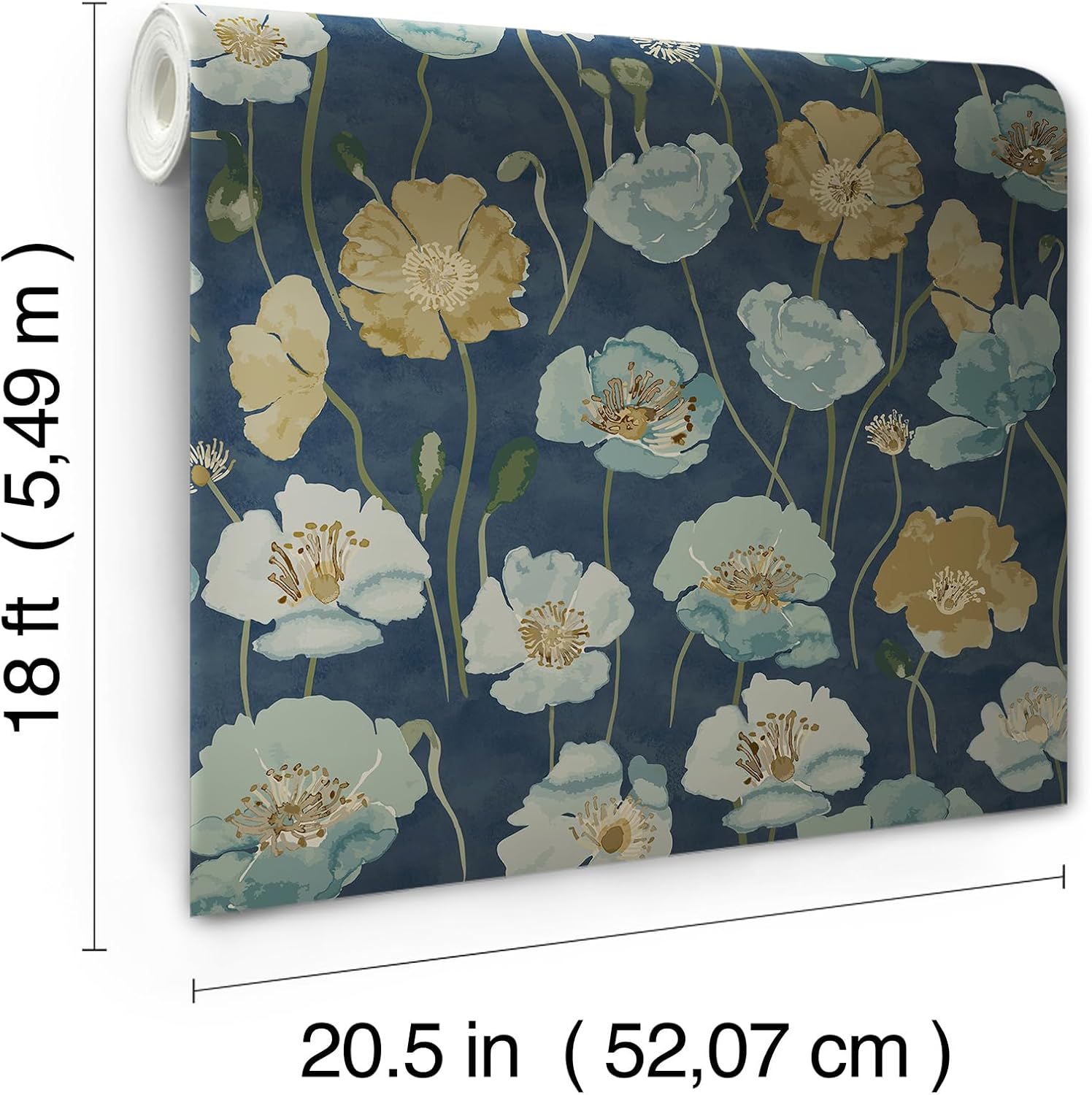 NuWallpaper Adelia Indigo Peel and Stick Wallpaper, NUS6429