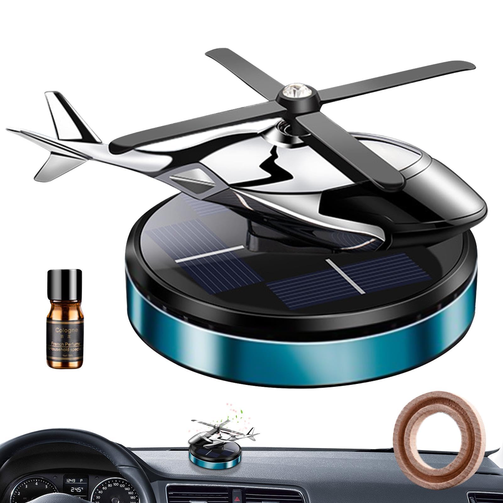 Solarny odświeżacz powietrza do samochodu, helikopter samochodowy, długotrwały zapach samochodowy, obrotowy dyfuzor słoneczny, dyfuzor olejków aromaterapeutycznych, naturalne perfumy samochodowe
