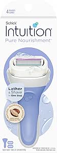 Schick Intuition Pure Nourishment Womens Razor with Coconut Milk and Almond Oil, 1 Handle with 2 Refills