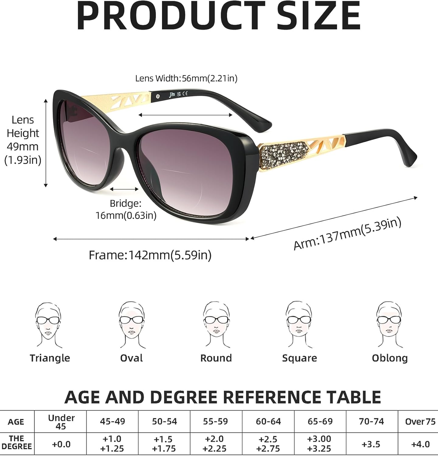 JM Bifocal Reading Sunglasses for Women Fashion Square Gradient Sun Readers Outdoor Reading Glasses UV400 Protection - Image 5