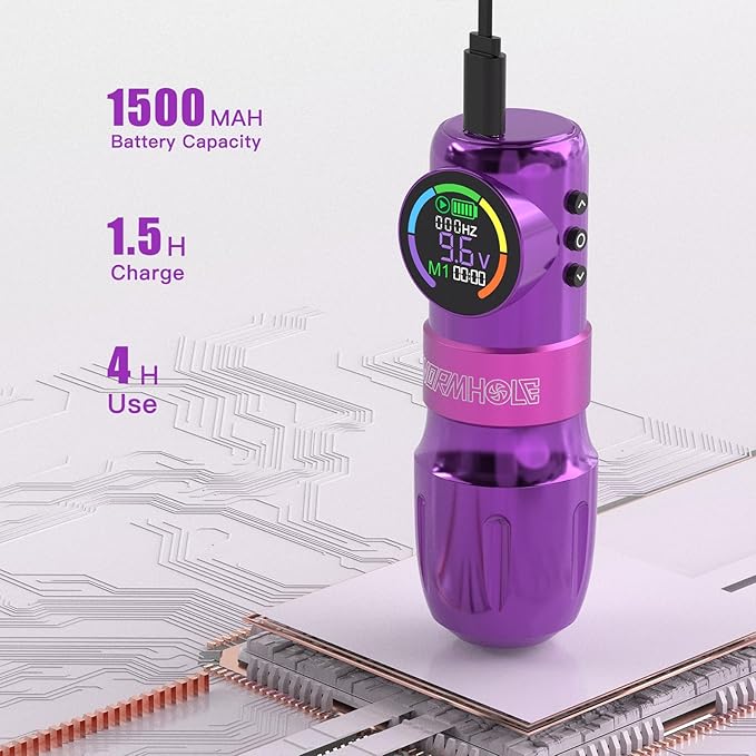 Kit Máquina Tatuar Rotativa Pen WTK369 con Pantalla LED y Ba miniatura 6