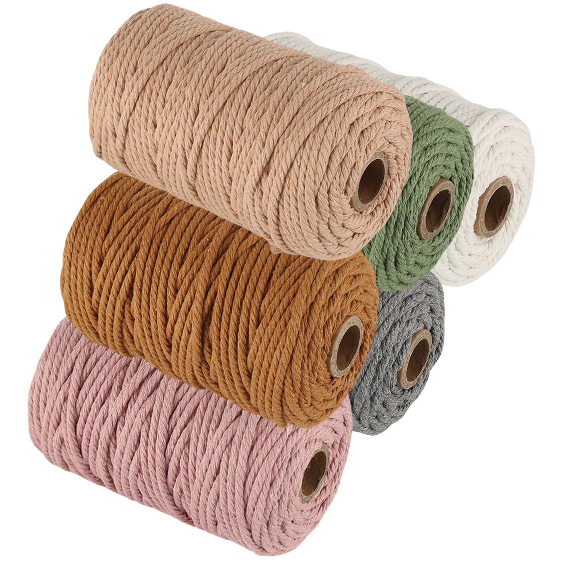 BetterJonny Makramee-Schnur, 3 mm x 300 m, farbiges Makramee-Seil, 4 Stränge, gedrehtes Baumwollseil, Makramee-Garn, bunte Baumwoll-Bastelschnur für Wandbehang, Pflanzenaufhänger, Stricken, Heimwerken