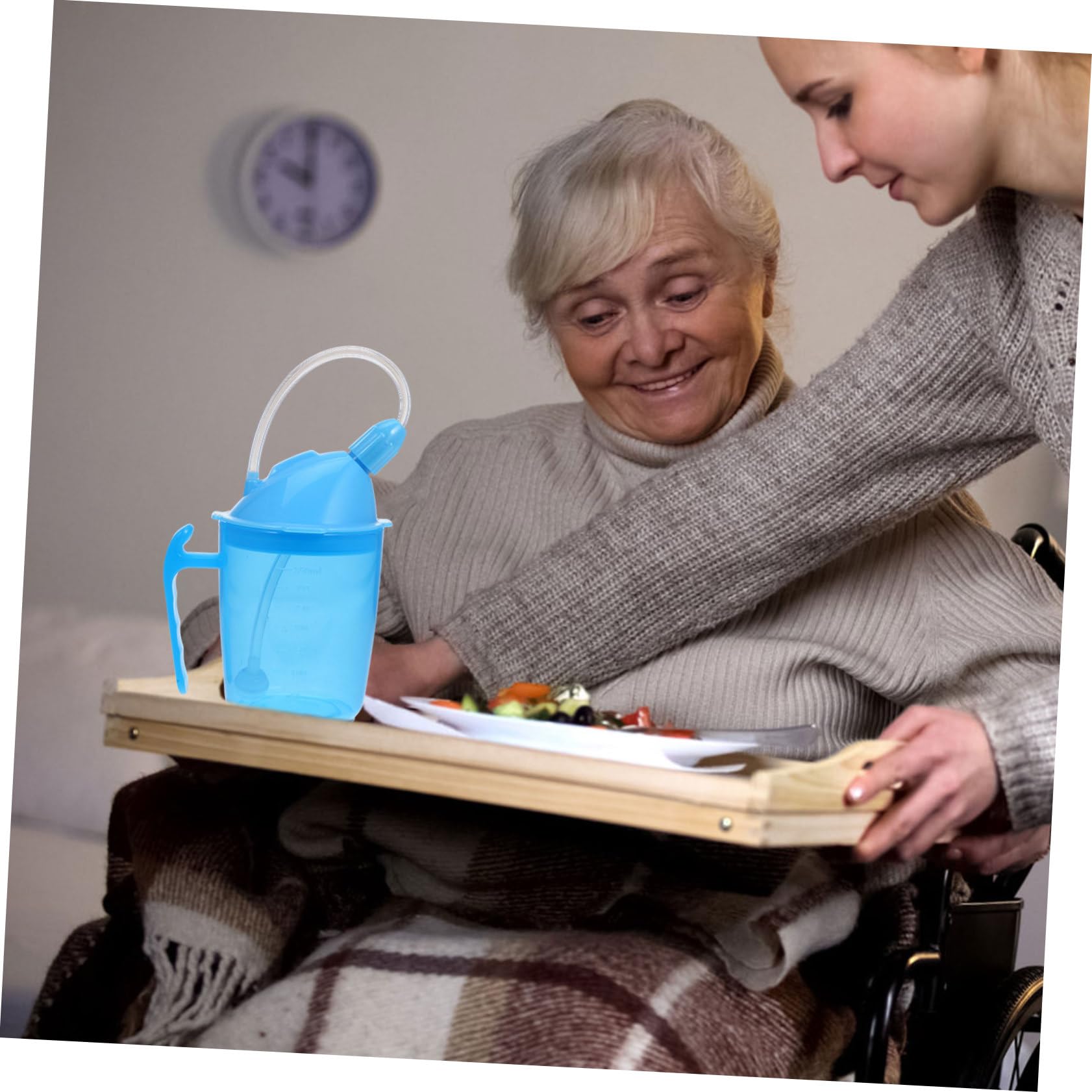 FOMIYES 2 Piezas copa de lactancia líquido Bebiendo taza plastico vasitos plastico taza para sorber con pajita de agua para paciente discapacitado para ancianos el