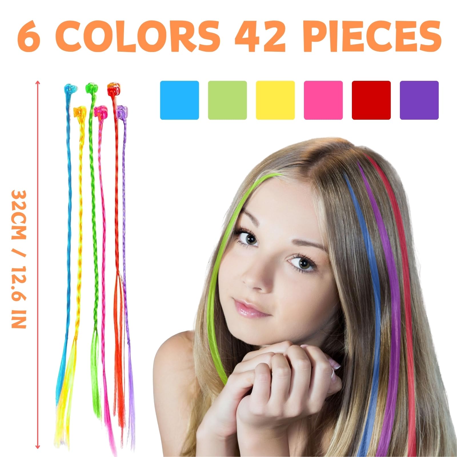 18 pezzi per bambini estensioni dei capelli colorate con forcine, accessori per lo styling dei capelli per bambini accessori per capelli per ragazza adolescente