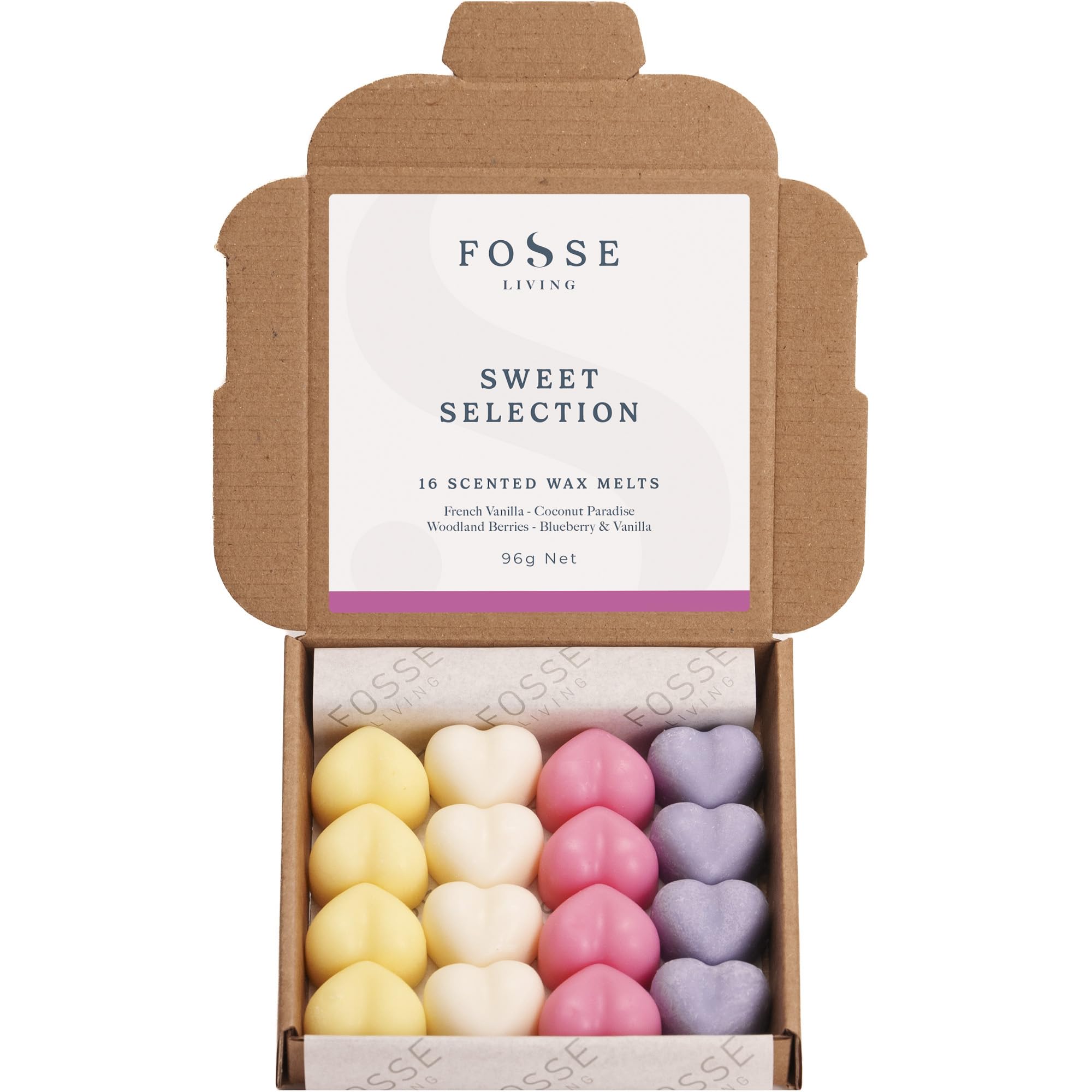 Sweet Selection Soy Wax Melts 16 Pack, Yellow, White, Pink, Purple