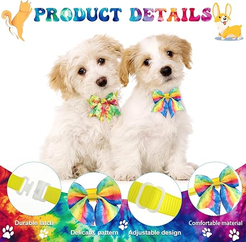 Miniatura 3 de Wesiti 80 lazos para perros pequeños, patrones surtidos, corbatín para mascotas, collar de corbatín para gato, lazo para cachorros pequeños y