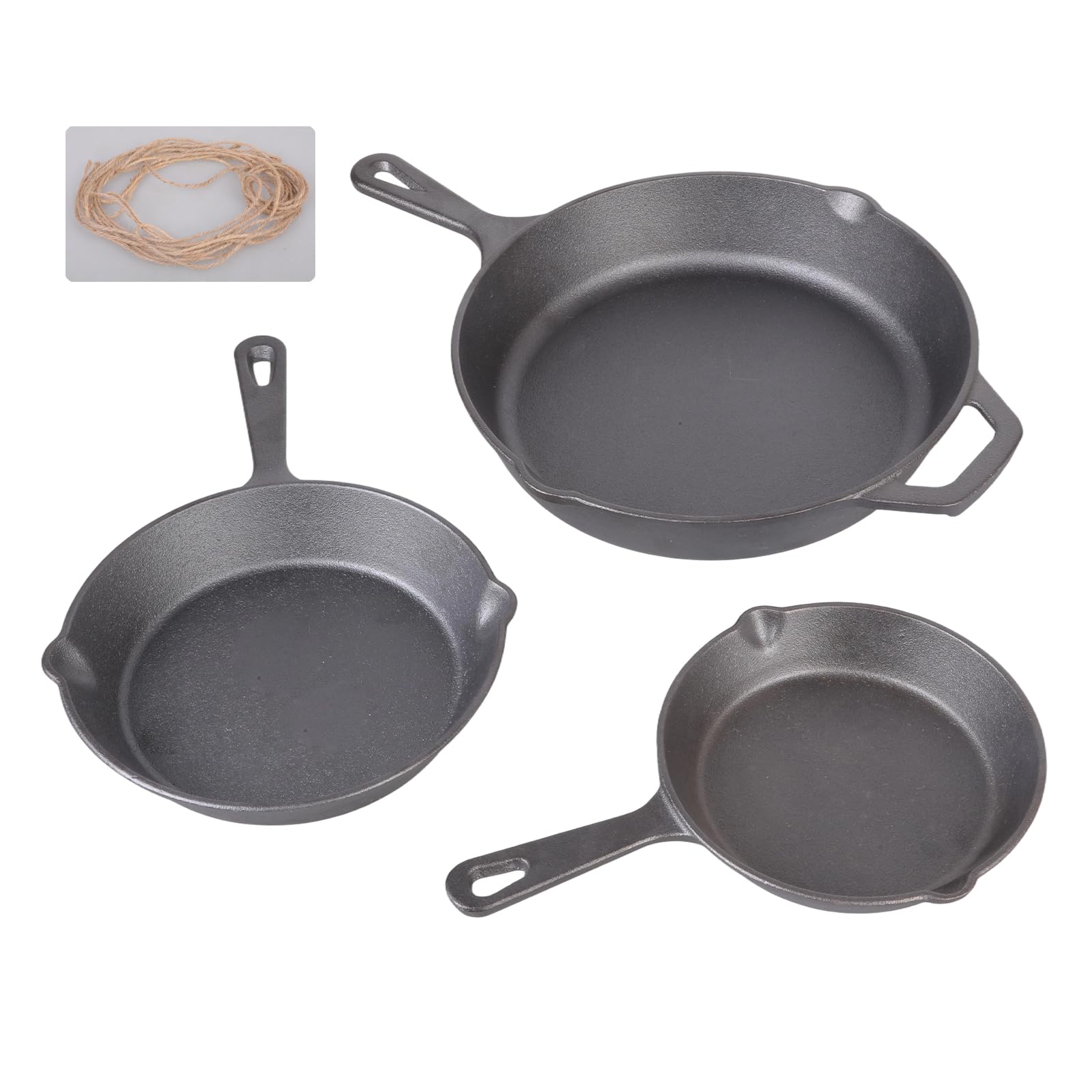 Buxuaaaa 3Pcs Miniature Skillets Miniature Black Cast Iron Skillets Set PreSeasoned Small NonStick Eggs Frying Pan Cook