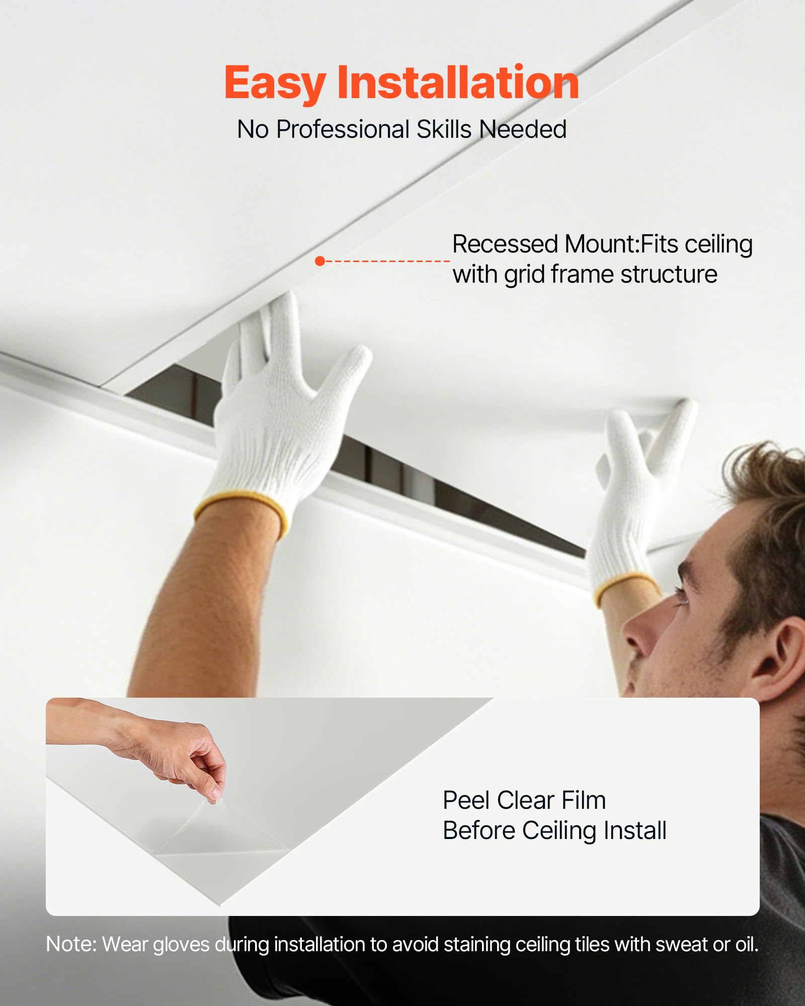 VEVOR Pannelli per Controsoffitto in PVC Espanso 605x1210 mm 10 PZ Bianchi