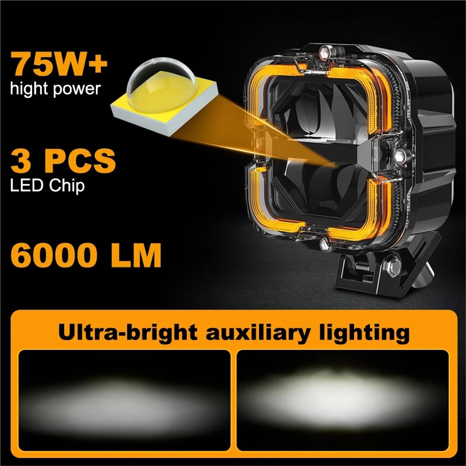 Faros Delanteros Focos Led De Trabajo 24V Y 12V Faros Delanteros Ámbar DRL Luces Antiniebla Conducción Para Camión Coche Todoterreno ATV SUV UAZ Auto Faros Faro